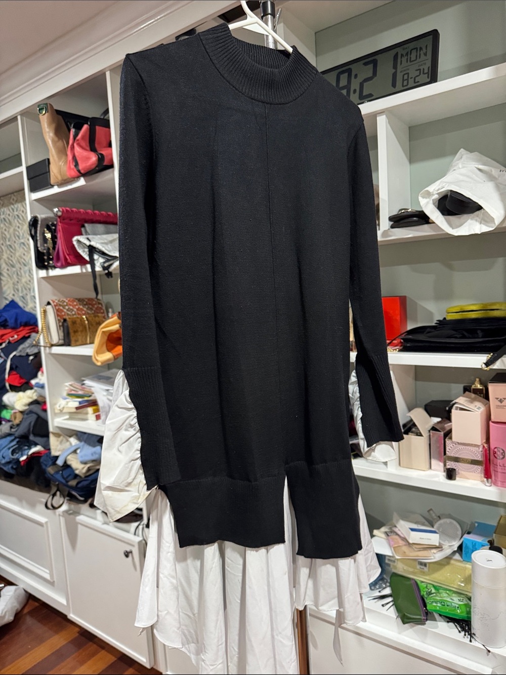 Avantlook Black Turtleneck Knit Tunic Sweater